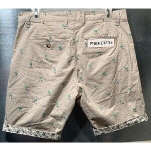 Denim & Flower Sz 29 (32) Ricky Singh Power Stretch Beige Palm Tree Print NWT